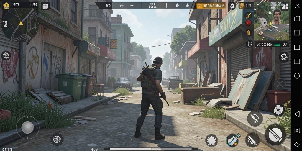 Screenshot menunjukkan karakter utama yang sedang beraksi.